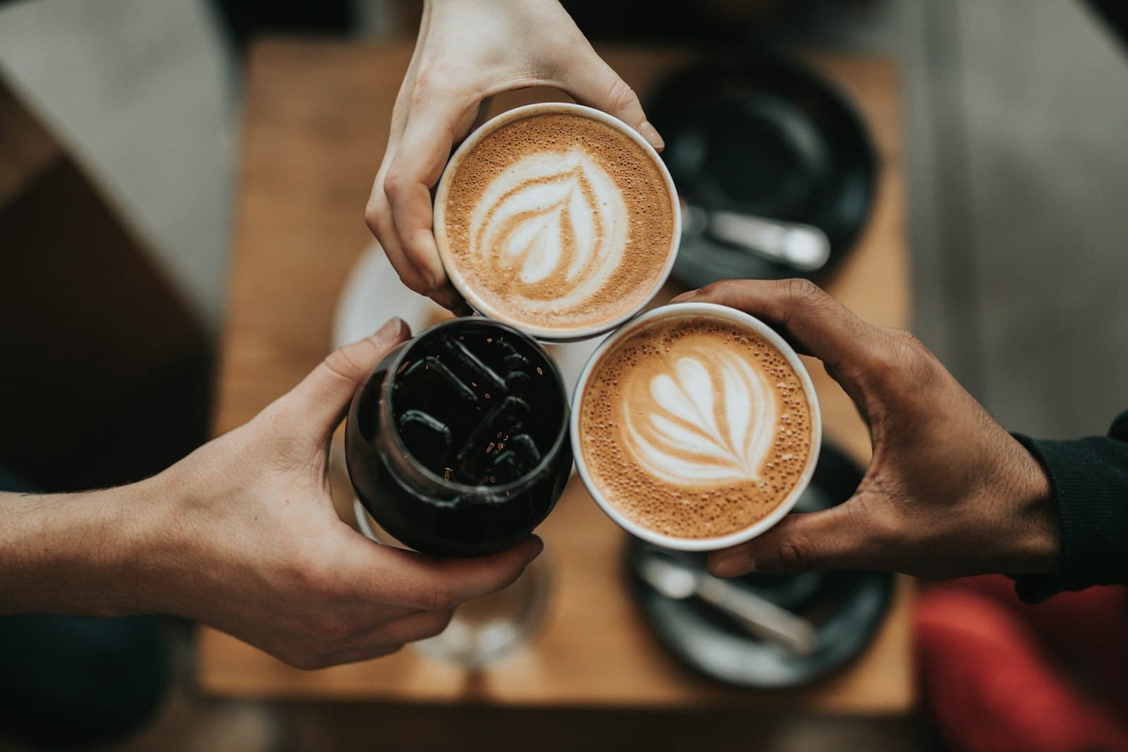 Coffee served at a cafe counter